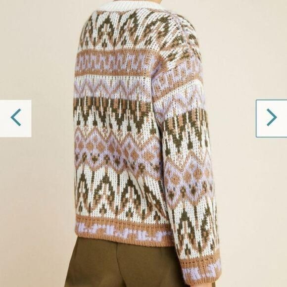 Anthropologie Fabiana Fair Isle Inspired Long Sleeve Sweater Warm Winter Medium - Picture 2 of 11